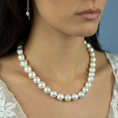 Valero Pearls Collana Di Perle D'Acqua Dolce In Argento Sterling 925 – Classica, Annodata A Mano, 7-8 Mm, Rodiata