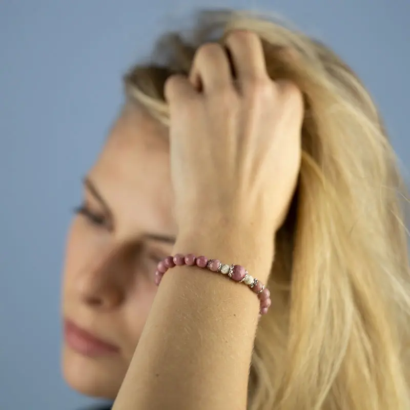 Bracciale in cristallo di polvere naturale bracciale in cristallo rosa